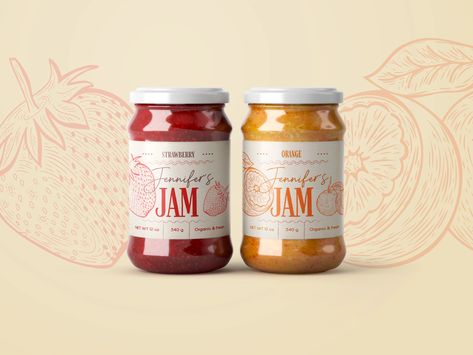 Jam Packaging Design: Strawberry and Orange by Hoot Design Studio on Dribbble Jam Packaging Design, Tomato Packaging, Jar Label Design, Honey Jar Labels, Jam Packaging, Jam Label, Orange Jam, Strawberry Farm, Jar Packaging