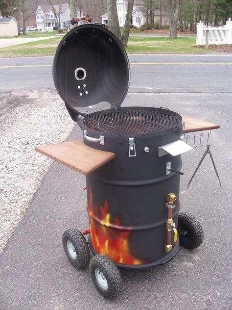 Ugly Drum Smoker, Barrel Grill, Diy Smoker, Barrel Smoker, Drum Smoker, Diy Wood Stove, Barrel Projects, Garage Furniture, Diy Bbq