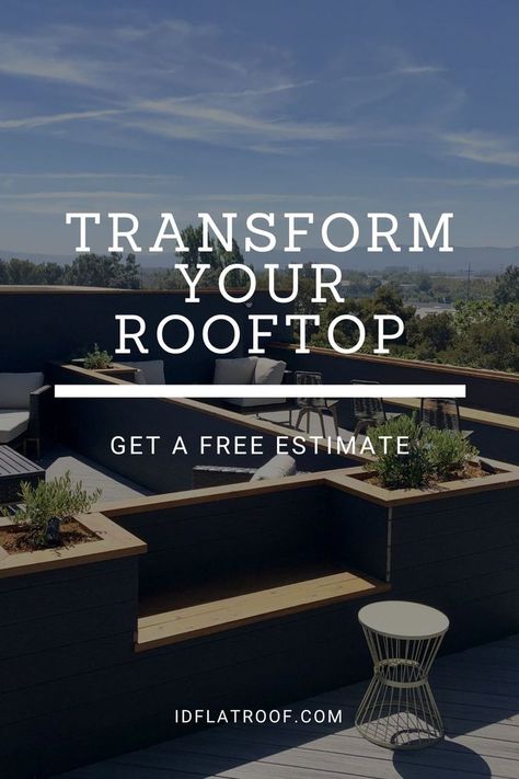 Transform your unused rooftop into a stunning roof deck with ID Flat Roof. We design and build functional, stylish spaces that add value to your home. Make the most of your outdoor space and enjoy the perks of elevated living. Decking Ideas, Roof Ideas, Add Value To Your Home, Outdoor Sanctuary, Mountain Lakes, Rooftop Patio, Rooftop Deck, Roof Deck, Deck Chairs