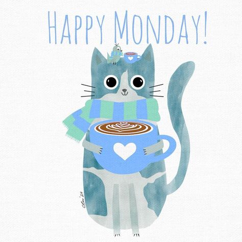 Happy Monday!! The Coffee Besties wish you a week filled with love, joy and lots of… | Instagram Good Morning Monday, Monday Cat, Monday Wishes, Good Morning Cartoon, Monday Coffee, Morning Memes, Monday Humor, Hello Monday, Cat Doodle