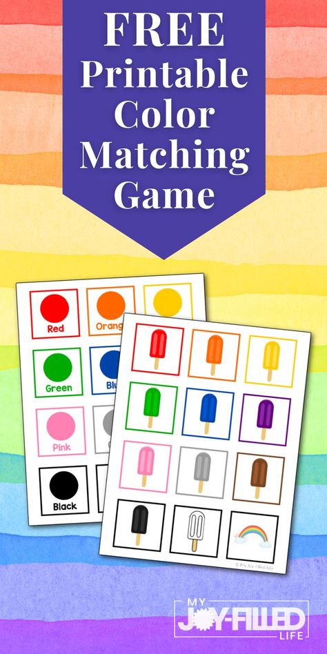 This printable memory matching game will help your toddler or preschooler with color recognition and identification. Color Recognition Free Printable, Colour Matching Activities Preschool, Color Identification Preschool, Color Bingo Free Printable, Colour Recognition Activities Toddlers, Color Matching Printable Free, Color Matching Activities For Toddlers, Color Games For Preschoolers, Matching Games For Preschoolers