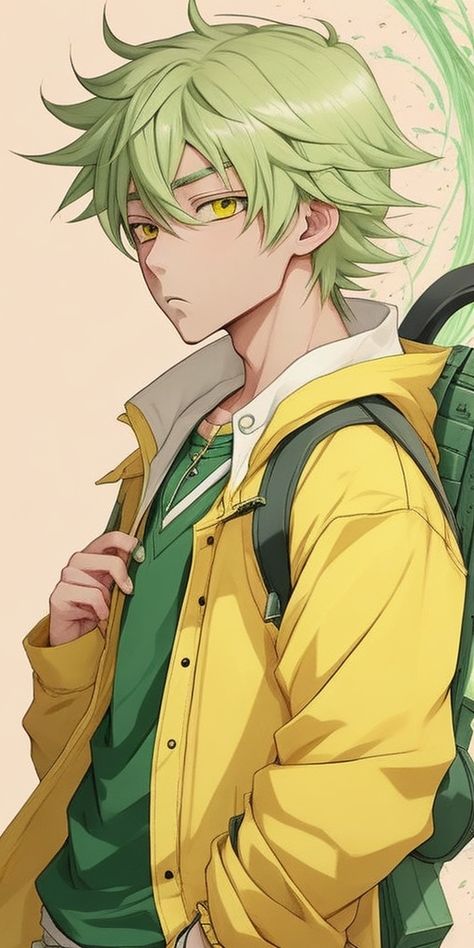 Green Haired Anime Guy, Green Hair Anime Boy, Anime Green Hair, Spirit Game, Blonde Hair Green Eyes, Black Hair Boy, Samurai Wallpaper, Chibi Boy, Roleplay Characters