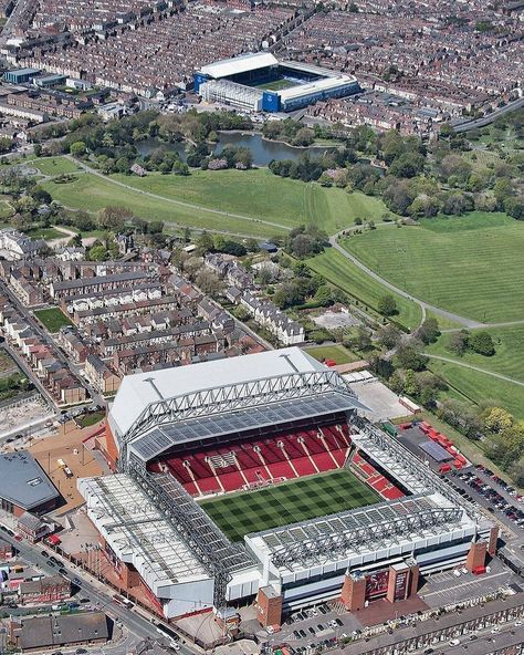 Anfield Road (FC Liverpool 54.074) & Goodison Park (FC Everton 39.571) in Liverpool.... Liverpool Stadium, Liverpool Wallpapers, This Is Anfield, Goodison Park, Fc Liverpool, Northwest Coast, Special Place In My Heart, Football Stadiums, Liverpool Football Club