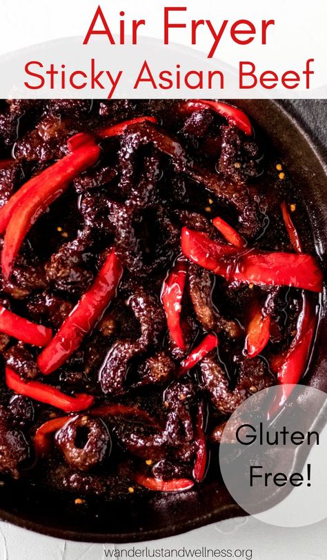 Better than take-out, this easy Air Fryer Sticky Asian Beef is gluten free and cooks in the air fryer in under 20 minutes! #glutenfree #airfryerrecipes #easydinnerideas #asianbeef Crispy Beef Chinese Air Fryer, Air Fryer Ginger Beef, Air Fryer Crispy Beef, Air Fryer Beef Recipes, Preserve Meat, Air Fryer Beef, Air Fryer Recipes Beef, Ninja Grill, Asian Dinner