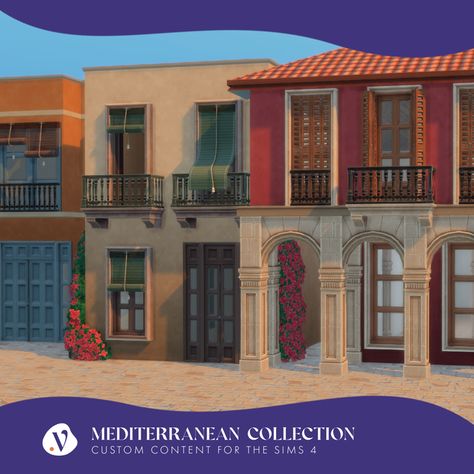 Mediterranean Build Collection | Patreon Sims 4 Spanish Cc, Sims Barbie, Spanish Front Door, Sims 4 Houses Layout, Furniture Cc, Inspiring Architecture, Sims Builds, Spanish Architecture, Best Sims