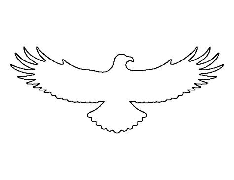 Flying eagle pattern. Use the printable outline for crafts, creating stencils, scrapbooking, and more. Free PDF template to download and print at http://patternuniverse.com/download/flying-eagle-pattern/ Eagle Template, Eagle Outline, Printable Outline, Coloring Crafts, Eagle Pattern, Ice Carving, House Owner, Animal Outline, Bird Template