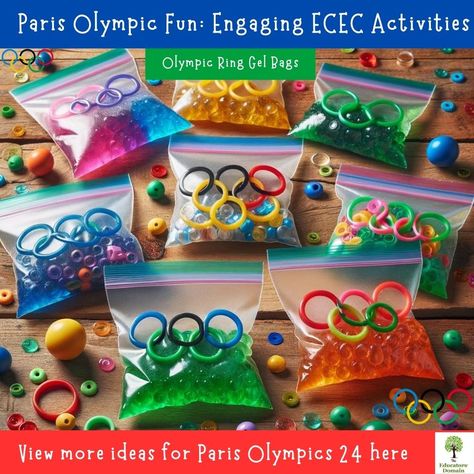 Olympic Sensory Bags 🇫🇷🎉 𝐎𝐥𝐲𝐦𝐩𝐢𝐜 𝐅𝐮𝐧 Olympics Activities For Babies, Olympic Sensory Activities, Olympic Activities For Toddlers, Olympic Sensory Bin, Baby Room Activities, 2024 Activities, Olympic Idea, Olympics Activities, Room Activities