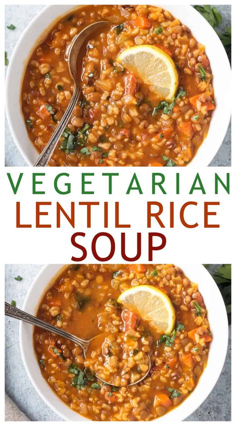 Trader Joe’s Lentil Soup, Lentil Rice Soup, Rice Soup Vegetarian, Rice Soup Vegan, Vegetable Rice Soup, Veggie Soups, Lentil Rice, Lentil Vegetable Soup, Riced Veggies