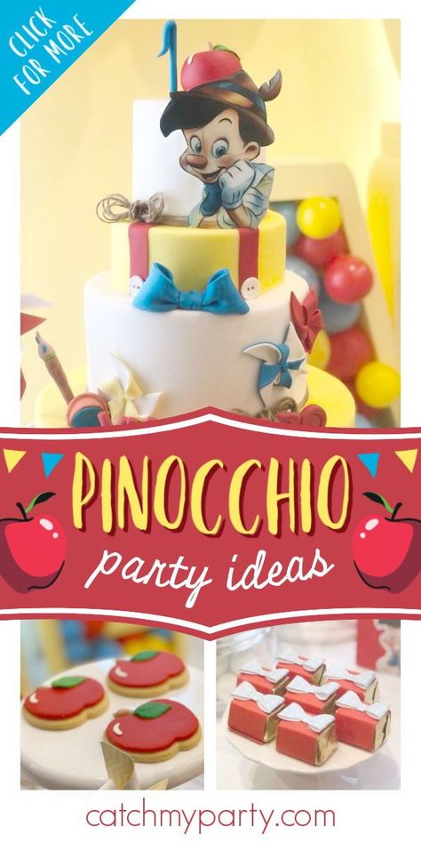 Pinocchio Theme Party, Pinocchio Party Ideas, Pinocchio Birthday Party, Pinocchio Cake, Disney Pinocchio, Diy Party Favors, Birthday Party Activities, Pinocchio, Boy Birthday Party