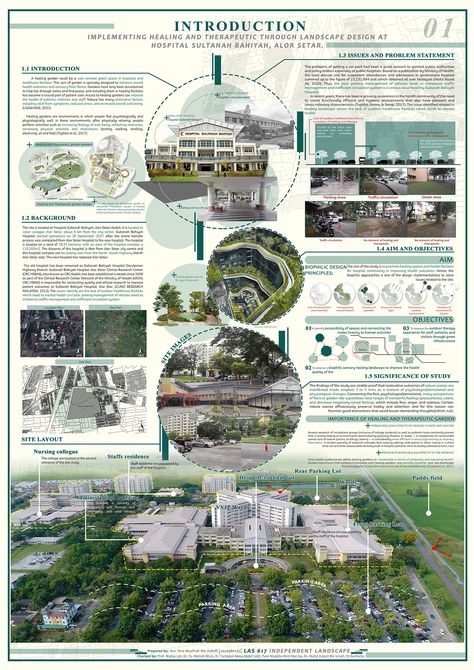 Landscape Architecture Concept Board, Landscape Board Presentation, Biophilic Design Hospital, Landscape Panel Design, Hospital Site Development Plan, Landscape Architecture Board Layout, Healing Architecture Concept, Landscape Presentation Board, Research Center Plan