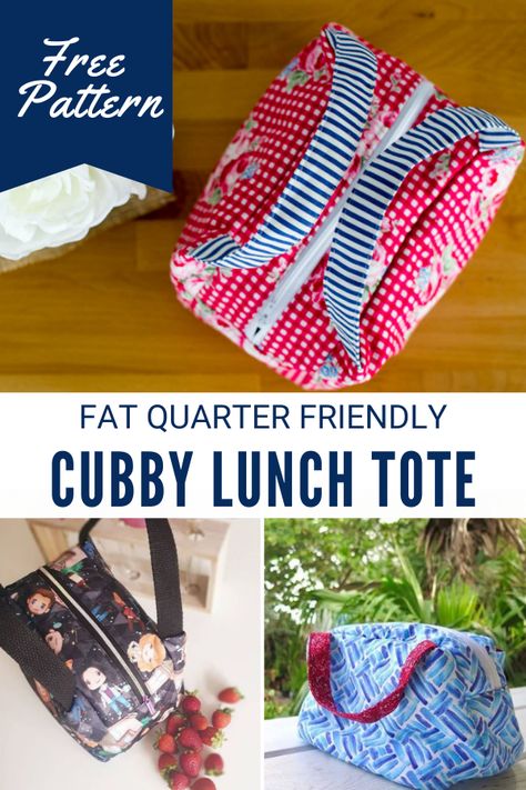 Chubby Lunch Tote Free Pattern - Sewing With Scraps Diy Lunch Bag Pattern Free, Lunch Box Sewing Pattern, Lunch Bag Sewing Pattern, Lunch Bag Pattern, Cheap Pouch Lunch Bag, Lunchbox Sewing Pattern, Cheap Reusable School Lunch Bag, Lunch Box Pattern, Lunch Bags Pattern