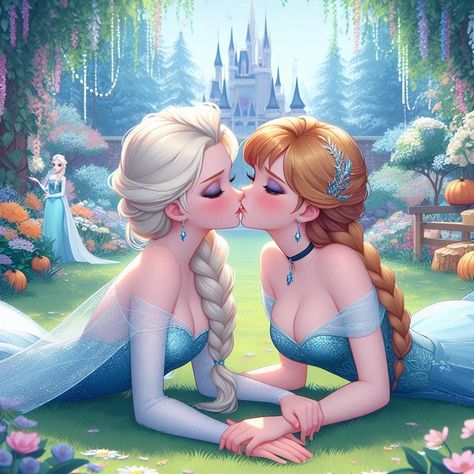 Elsa Hot Fan Art, Elsa Frozen Hot Fan Art, Elsa X Anna Fanart, Elsa And Anna Fanart, Anna Frozen Fanart, Elsa Frozen Pictures, Disney Princess Kiss, Anna Fanart, Disney Princess Yuri