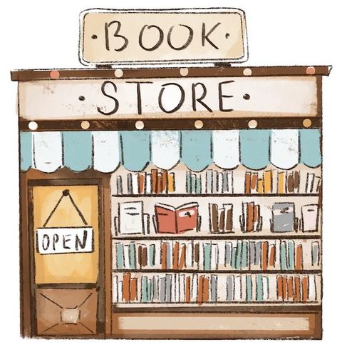 Book Store Drawing, Bookstore Drawing, Bookstore Instagram, Bookshop Illustration, Bookstore Illustration, Book Sketches, Sketches Inspiration, Instagram Story Covers, Highlight Story