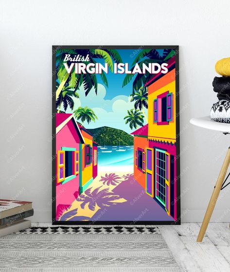 Caribbean Art West Indies, West Indies Art, Caribbean Poster, Caribbean Art, Maui Vacation, Travel Postcard, British Virgin Islands, Caribbean Travel, Art Base