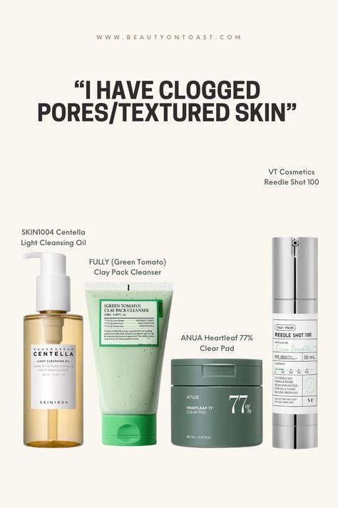 Pore Refining Korean Skincare Solutions to Unclog Pores from Beauty on Toast - A K-Beauty self-care space or a korean skincare website to discover your all-time favorites, top-rated & viral Korean skincare products Korean Skincare For Pores, Korean Skincare For Textured Skin, Skincare For Pores, Centella Cleanser, Korean Skincare Tips, Anua Skincare, Skin 1004, Vt Cosmetics, Korean Skincare Products