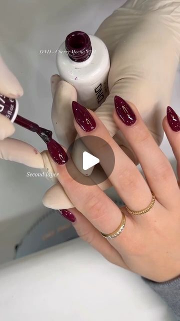 DND Gel on Instagram: "🍒☕️ Something so special about Cherry Mocha season. Cant take our eyes of this perfect application by @kenzonailstudio 😍

DND #751 Cherry Mocha - Available in Gel Polish and Lacquer.

#dndgelpolish #gelnails #nailsalon #nailtech #dndgel" Cherry Mocha Nails Dnd, Dnd Cherry Mocha, Cherry Mocha Nails, Mocha Nails, Cherry Mocha, Dnd Gel Polish, Cherry Nails, Autumn Nails, Nail Tech