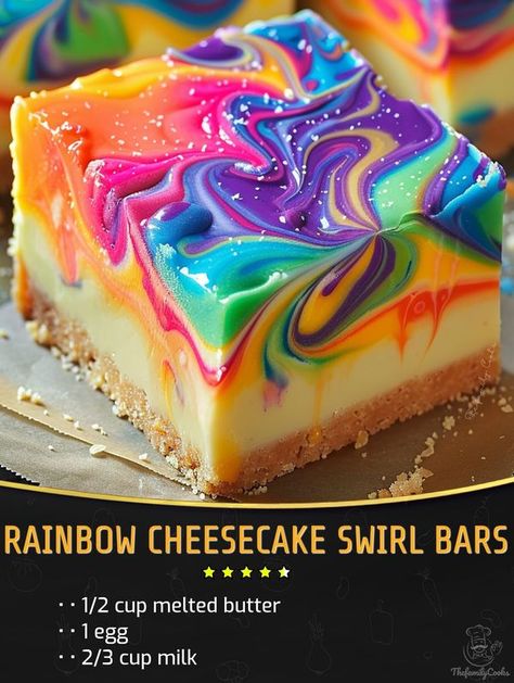 Cheesecake Dips, Rainbow Recipes, Rainbow Cheesecake, Food References, Birthday Boards, Realistic Cakes, Mouse Pictures, Cooking Stuff, Cheesecake Bar Recipes