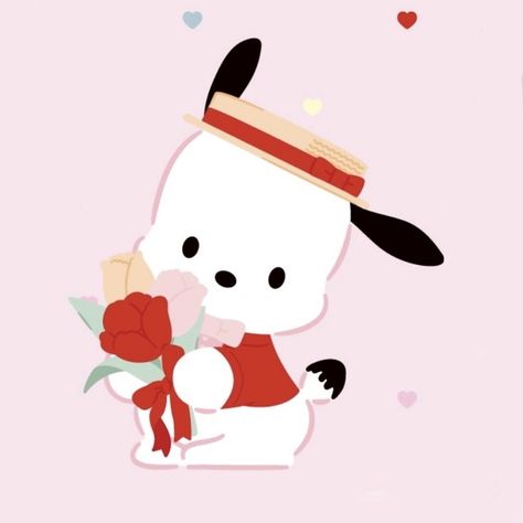 Pochacco Valentines Wallpaper, Pochacco Valentines, Sanrio Valentines Day, Kawaii Valentine, Post Sticker, Valentine Banner, Kawaii Illustration, Comic Style Art, Valentines Wallpaper