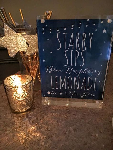 16 Party Ideas, Starry Night Wedding Theme, Sweet 16 Party Ideas, Starry Night Prom, Celestial Wedding Theme, Galaxy Wedding, Starry Night Wedding, Paper Lantern Lights, Prom Themes