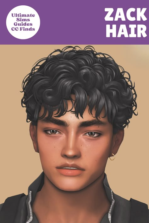 If you like curly hair for your sims, The Zack hair is a great option. #TheSims4 Mens Sims Cc Hair, Sims 4 Cc Male Hair Maxis Match Patreon, Sims 4 Cc Male Clothes Pack, Sims 4 Male Genetics Cc, Sims 4 Cc Mens Skin Overlay Maxis Match, Sims 4 Male Hairstyles Cc, The Sims 4 Cc Men Hair Curly, Sims Cc Mens Hair, Sims 4 Cc Hair Men Curly