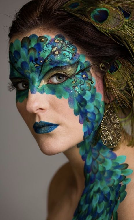 Peacock Peacock Makeup, Carnaval Make-up, Fantasy Make-up, Animal Makeup, Pride Makeup, Theatrical Makeup, Smink Inspiration, Face Painting Designs, Fx Makeup