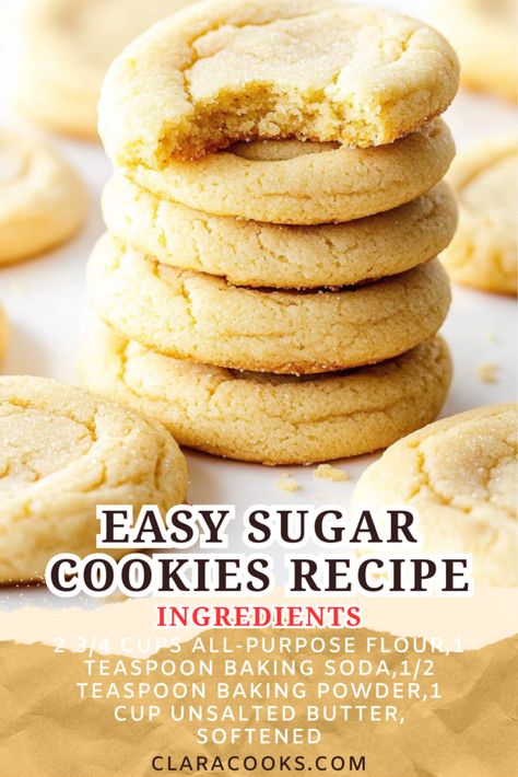 Easy Sugar Cookies Recipe Sugar Cookie Without Egg, How To Make Sugar Cookies From Scratch, Fast And Easy Cookies Recipes, No Egg Sugar Cookie Recipe, Easy Fast Cookies, Easiest Cookies To Make, Soft Cookie Recipe Chewy, Easy Soft Cookie Recipes, Easy Cookies Recipe