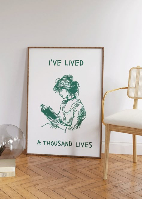 Bookish Art Print | Red Retro Wall Art Reader quote Book lover Wall Art Bookish Gift Book Poster Gift for readers cute apartment decor Book Lover Home Decor, Bookish Wall Art Prints, Book Inspired Posters, Room Decor Book Lovers, Wall Art For Book Lovers, Bookish Room Decor, Bookish Room, Bookish Prints, Light Blue Room