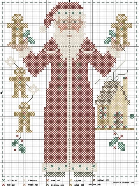 Prairie Schooler Santa, Prairie Schooler Cross Stitch Charts, Halloween Cross Stitch Charts, Holiday Cross Stitch Patterns, Cross Stitch Silhouette, Santa Cross Stitch, Prairie Schooler, Cross Stitch Beginner, Cross Stitch Cross