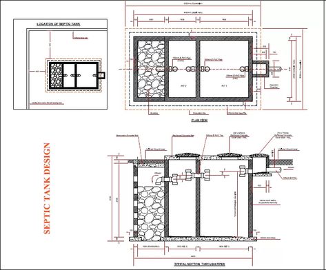 Small Septic Tank, Compound Wall Gate Design, Septic Tank Installation, Fossa Séptica, Diy Septic System, Septic Tank Design, Septic Tank Systems, Tank Drawing, House Plans With Pictures