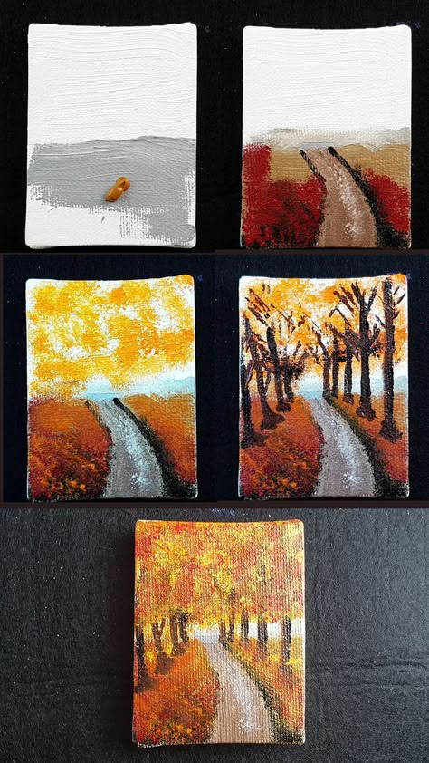 Mini Fall Paintings, Canvas Art Gifts, Sky Art Painting, Small Canvas Paintings, Handmade Canvas, Canvas Painting Tutorials, Canvas Drawings, Acrylic Painting Techniques, Small Canvas Art