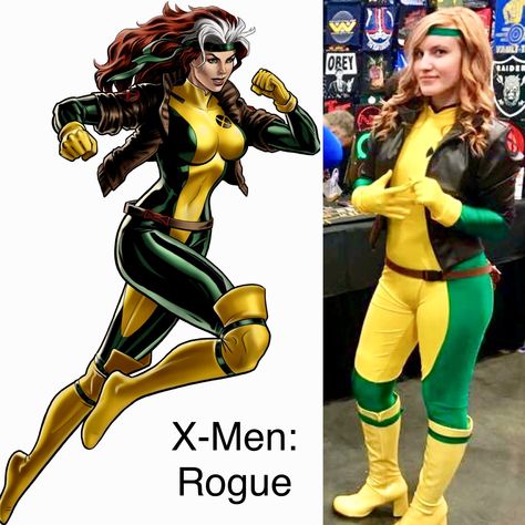 Rogue Xmen Costume Diy, Rouge Cosplay X Men, Rogue Costume Diy, Rogue X Men Costume, X Men Cosplay, Rogue Costume, Rogue Cosplay, X Men Costumes, Diy Couples Costumes