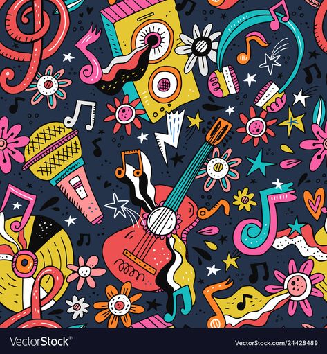 Event Background, Vintage Backdrop, Hippie Music, Photo Wrap, Doodle Vector, Music Cartoon, Concert Festival, Canvas Photo Prints, Print Designs Inspiration