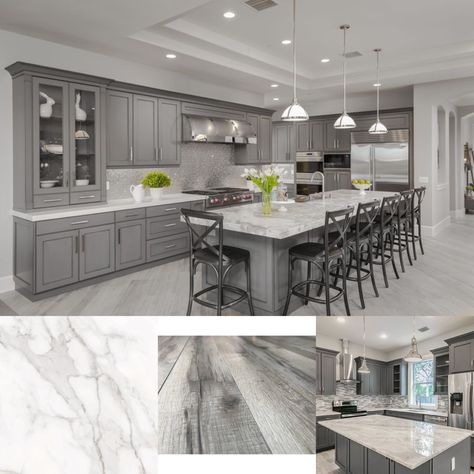 Grey Kitchen Floor, Modern Kitchen Design White, Grey Kitchen Designs, Kitchen Design White, Kabinet Dapur, Green Kitchen Cabinets, Diy Kitchen Renovation, Modern Kitchen Design Luxury 2020, Gray Cabinets