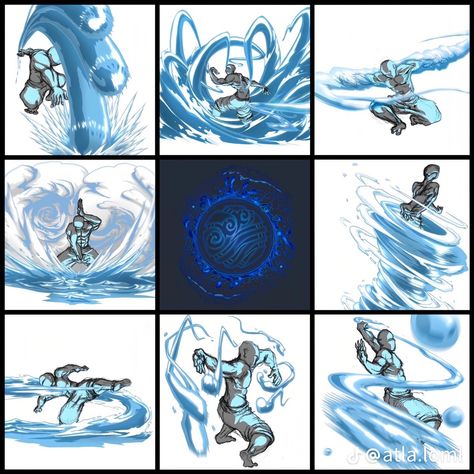 Waterbender Oc, Element Bending, Avatar Airbending Poses, Power Concept, Water Bending, Avatar Legend Of Aang, Elemental Magic, Elemental Powers, Super Powers Art