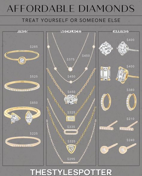 Looking to treat yourself? Maybe a gift for someone else? Diamonds are a girls best friend 💍 Check out some of the best affordable diamond jewelry on the web. Many of these are available in yellow gold, rose gold, and white gold. These staples pieces will be sparkles for a lifetime.