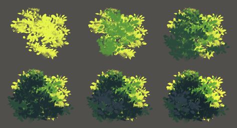 Bush Drawing, Concept Art Tutorial, Digital Painting Techniques, Background Drawing, Nature Drawing, Digital Painting Tutorials, Painted Leaves, Environment Concept Art, Digital Art Tutorial