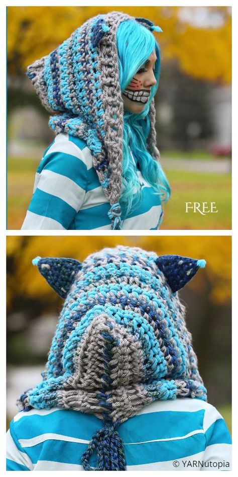 Crochet Cuddly Cat Scoodie Free Crochet Pattern & Paid Hooded Scarf Crochet Free Pattern, Crochet Patterns For Hats, Crochet Scoodie Pattern, Scoodie Crochet, Crochet Hooded Scarf Pattern, Hekel Patrone, Crochet Cat Hat, Crochet Hooded Scarf, Hoodie Scarf