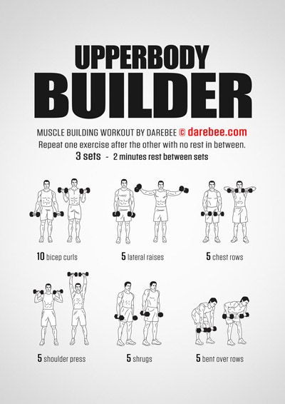 DAREBEE Workouts Body Builder Workout, Upper Workout, Arm Exercises With Weights, Dumbbell Workout Plan, Dumbbell Workout At Home, Exercise Board, Shred Workout, Beginner Pilates, Weight Training Routine