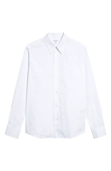 Bottega Veneta Basic Cotton Poplin Button-Up Shirt in White at Nordstrom, Dimension 44 Us- #Bottega #ButtonUp #Classic #Cotton #Nordstrom #Poplin #Shirt #Size #Veneta #WHITE Check more at https://howcandothis.com/manstyle/bottega-veneta-basic-cotton-poplin-button-up-shirt-in-white-at-nordstrom-dimension-44-us/ White Dress Shirts For Men, White Long Sleeve Button Up, White Button Up Men, Veil Outfits, White Collared Shirt Outfit, White Shirt Outfit For Men, Bottega Veneta Shirt, Mens White Suit, Hope Core