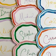 Dinner Name Tags, Cookbook Club, Stationary Inspiration, Italy Vibes, Envelope Addressing, Hand Painted Wedding, August Wedding, Wedding Pins, Wedding Mood Board