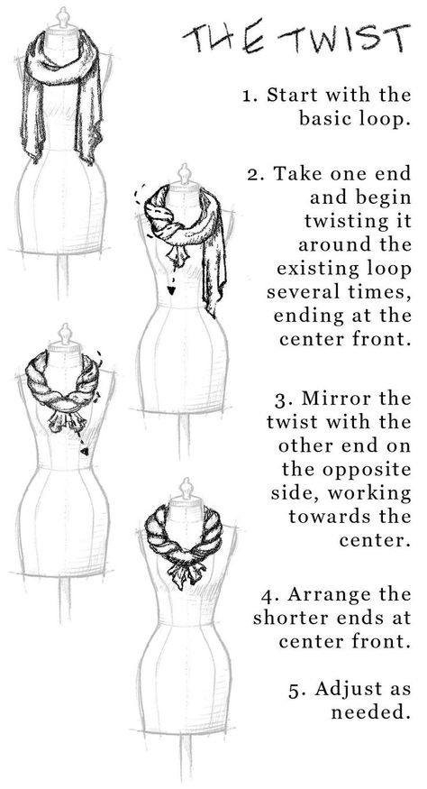 The twist Ways To Tie Scarves, Tie A Scarf, Scarf Knots, Mode Tips, Ways To Wear A Scarf, How To Wear A Scarf, Tie Scarf, Mode Casual, Scarf Tying