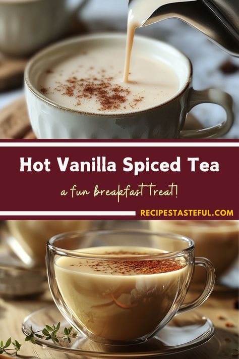 Hot Vanilla Spiced Tea is a cozy, aromatic drink made with black tea, vanilla, and warming spices like cinnamon and clove. Perfect for chilly days or holiday gatherings, this easy-to-make tea is a soothing, flavorful treat that will keep you warm and relaxed Hot Spiced Tea Recipe, Spiced Tea Recipe, Black Tea Recipe, Cinnamon Drink, Spiced Tea, Vanilla Spice, Vanilla Whipped Cream, Spice Tea, Breakfast Treats