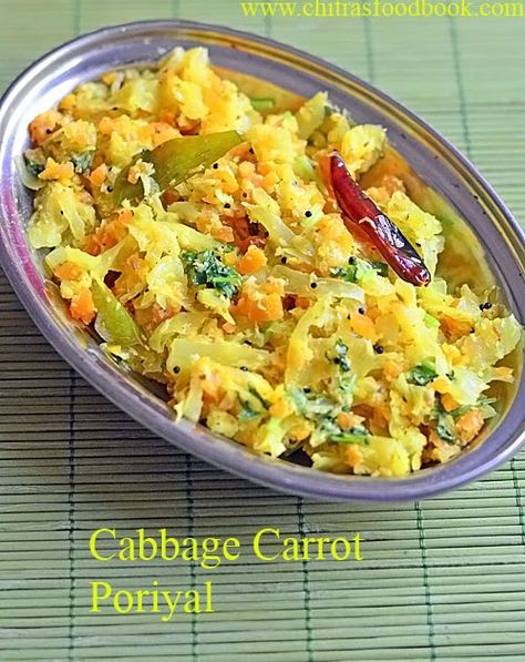 Tamil nadu style cabbage carrot poriyal recipe for rice, Muttaikose carrot poriyal. Carrot Poriyal, Cabbage Poriyal, Indian Sides, Poriyal Recipe, Veg Gravy, Recipe For Rice, Roasted Carrot Soup, Carrot Desserts, Cabbage Carrot