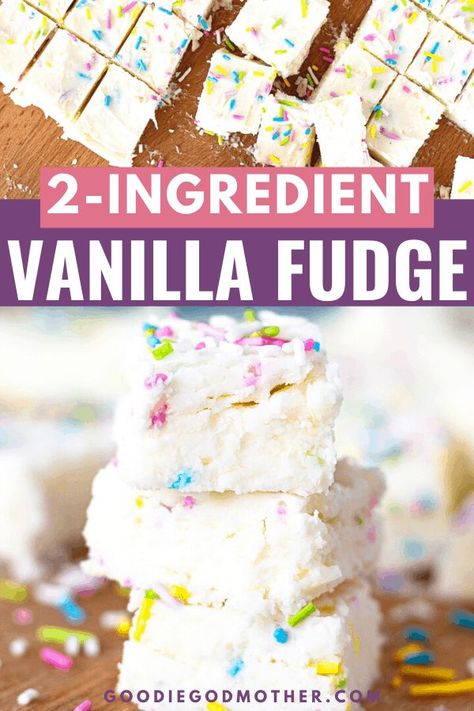 Easy Fudge Recipe 3 Ingredients, Vanilla Fudge Recipe, Vanilla Fudge Recipes, Easy Fudge Recipe, 2 Ingredient Fudge, Fudge Dessert, Easy Icing, How To Make Fudge, Easy Fudge