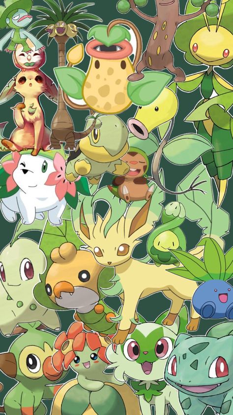 Cute grass type wallpaper Grass Type Pokemon, Type Wallpaper, Grass Type, Type Pokemon, Aesthetic Images, Pokemon, Pokémon