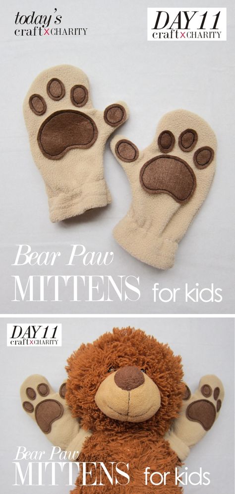 365 craft x charity: Day 11 - Bear Paw Mittens for kids Toddler Bear Costume, Book Inspired Costumes, Kids Bear Costume, Picnic Party Theme, Teddy Bears Picnic Party, Aladdin Theater, Kids Dress Up Costumes, Picnic Themed Parties, Makeup Basket