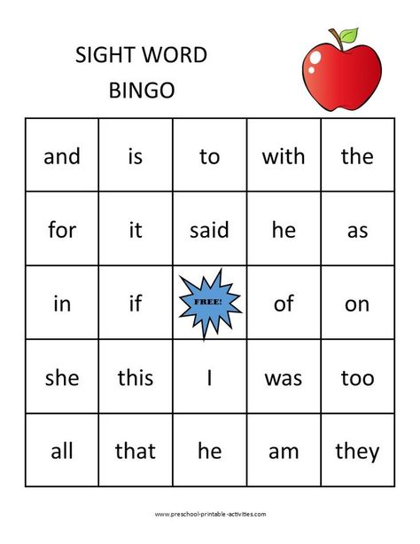 printable sight word bingo game board Dolch Sight Words Kindergarten, Sight Words Kindergarten Printables, Kindergarten Sight Word Games, Sight Word Bingo, Kindergarten Word Families, Word Bingo, Sight Words Printables, Dolch Words, Sight Word Cards