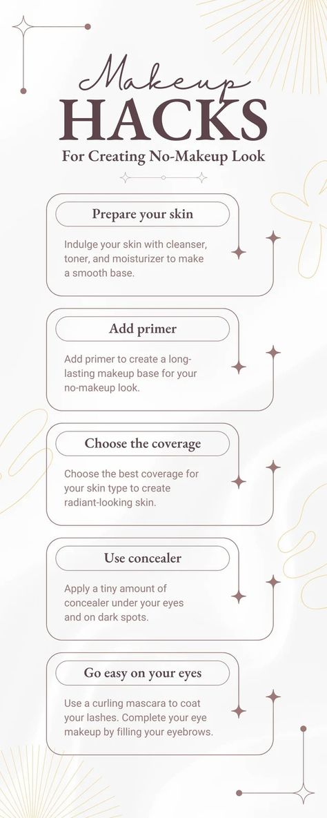 Templates Fashion Beginners, Beauty Infographic, No Makeup Look, No Makeup Makeup Look, No Makeup Makeup, Curling Mascara, Minimalist Beauty, Infographic Template, Makeup Hacks