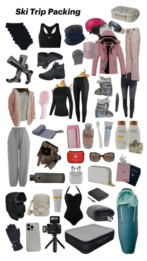 Things to pack for 1 week ski trip Packing List For Skiing, Snow Packing List, School Ski Trip Packing List, Packing For Skiing, How To Pack For A Ski Trip, Skiing Trip Packing List, One Week Ski Trip Packing List, Colorado Packing List Winter, Packing List For Ski Trip