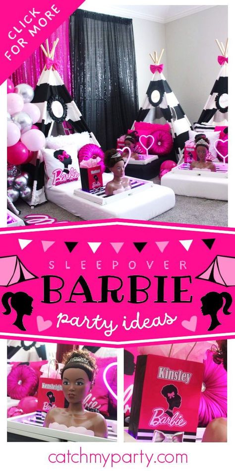 Take a look at this fab Barbie sleepover! The party decorations are espectacular! See more party ideas and share yours at CatchMyParty.com Tent Ideas, Tent Party, Birthday Barbie, Girls Birthday Party Themes, Barbie Birthday Party, Party Trends, Birthday Party Activities, Barbie Cake, Barbie Birthday